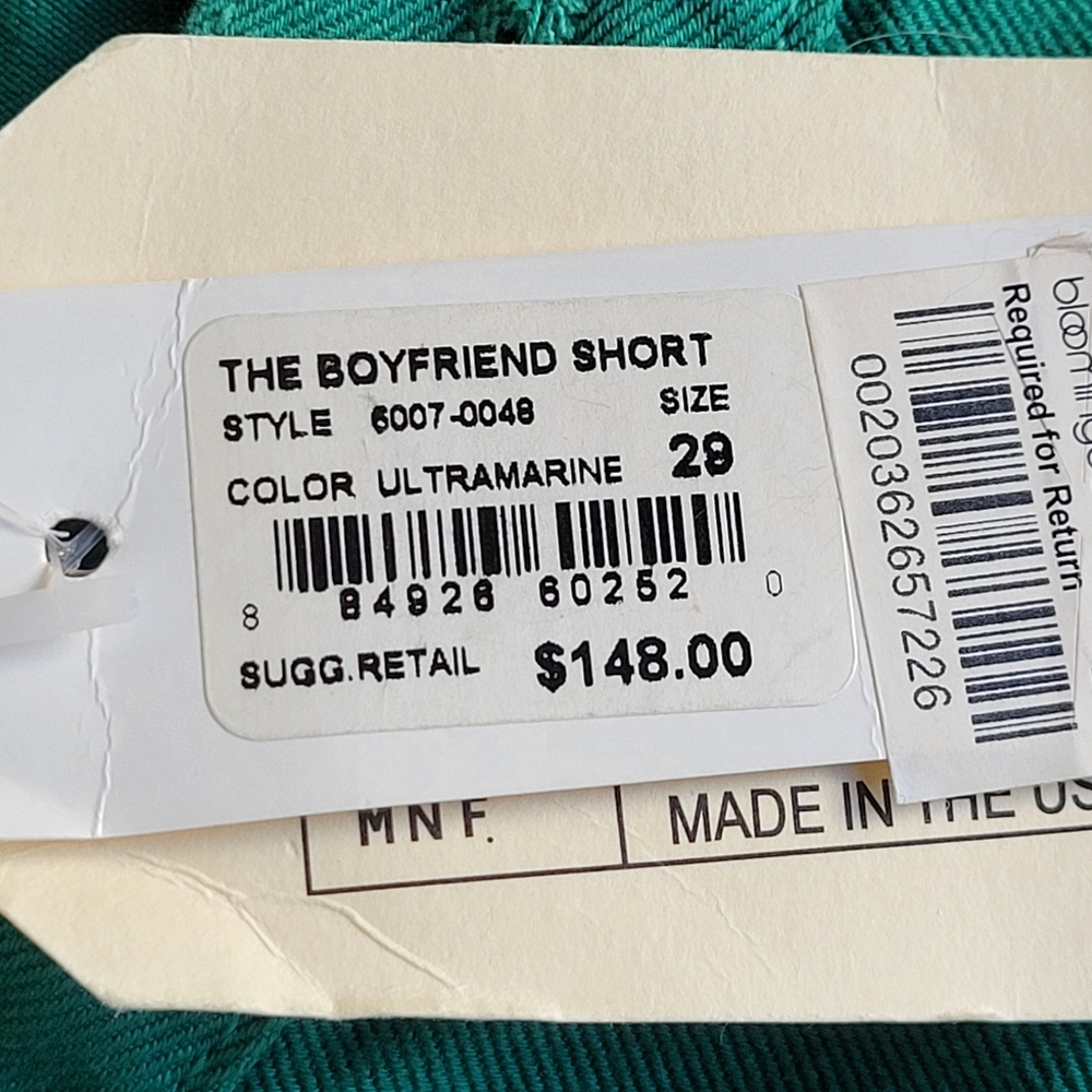 🌟 NWT CURRENT/ELLIOT Ultramarine Green Trendy Women's Boyfriend Shorts Size 29 - Picture 9 of 11